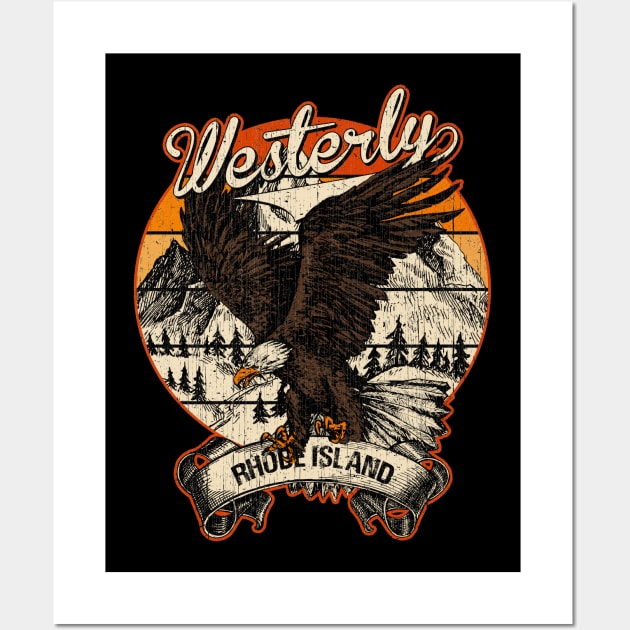 Westerly Rhode Island Bald Eagle Retro Vintage Aesthetic Wall Art by aavejudo